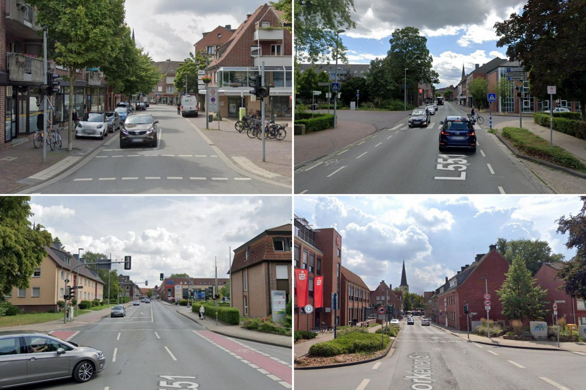 Das Bild zeigt die heutigen Ansichten der Zufahrtsstraßen.