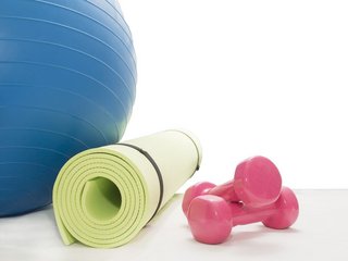 Fitness ball, dumbbells, Mat