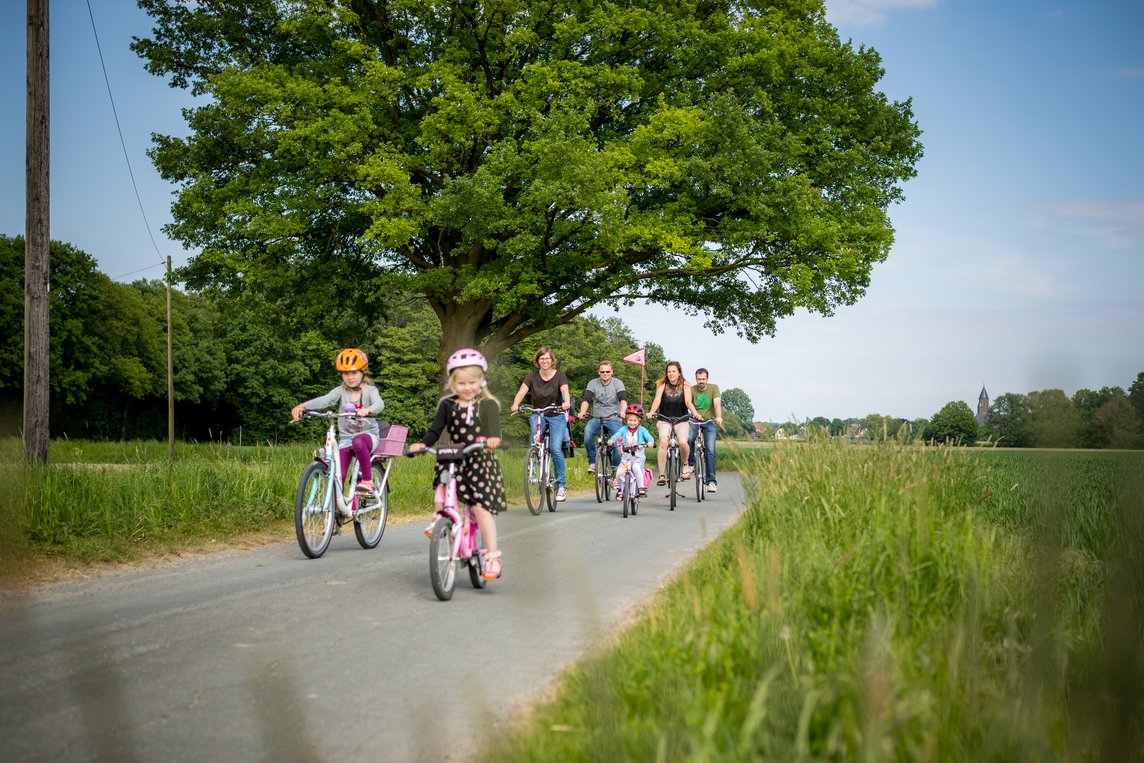 Auf dem Bild sieht man eine Gruppe die eine Radtour fahren